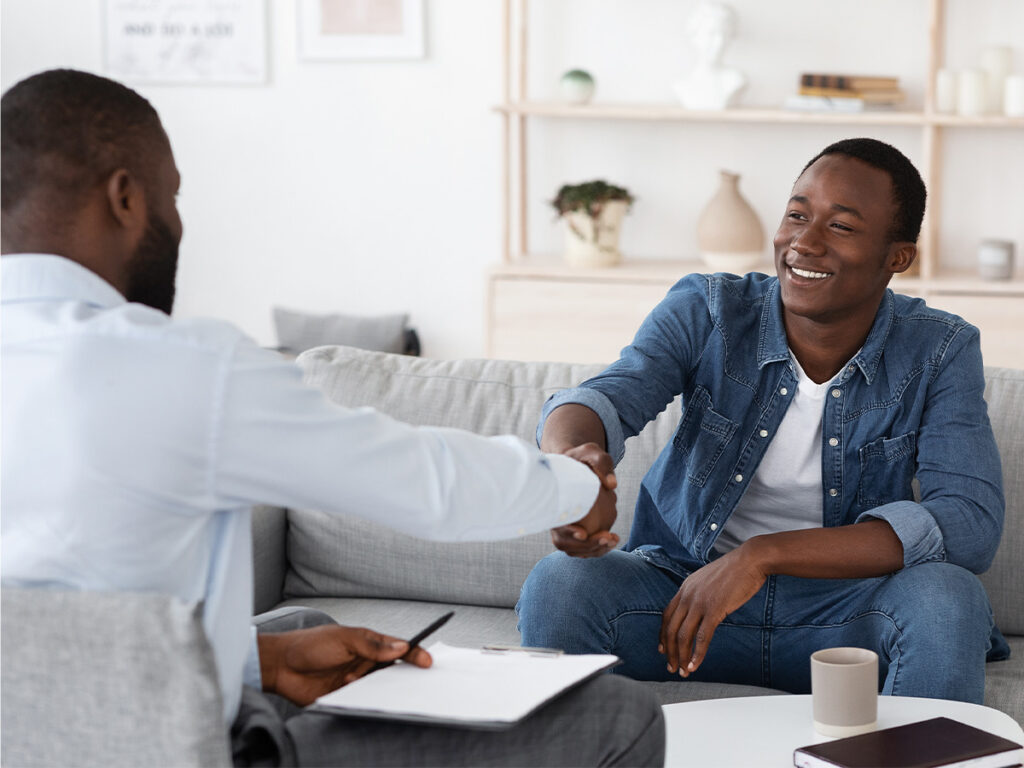 Young man applying for business insurance quote