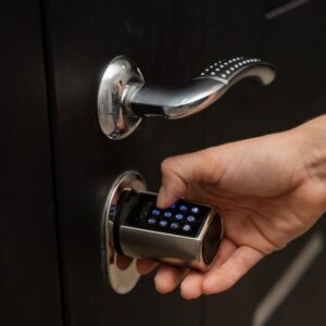 renter using keypad to enter home